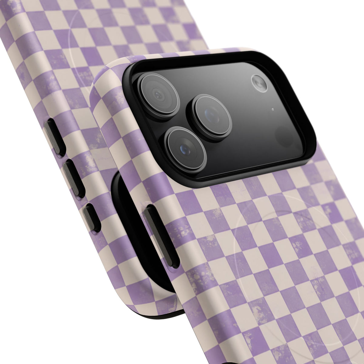 Lavender Check Magnetic Protective Phone Case – Tough Dual-Layer Cover