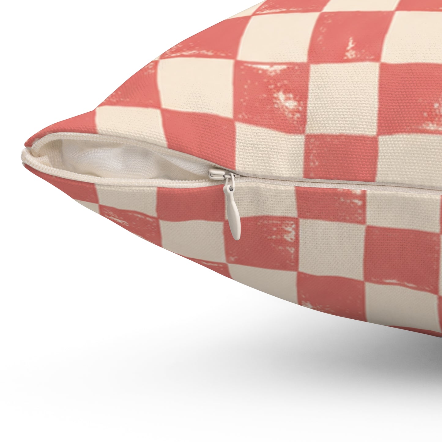 Coral Check Pillow - Pink Checkerboard Throw Pillow - Retro Decorative Cushion - Colorful Home Decor