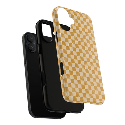 Golden Check Magnetic Protective Phone Case – Tough Dual-Layer Cover