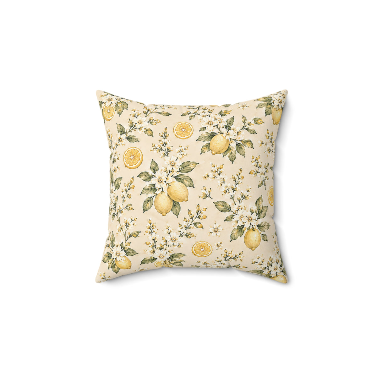 Limonella Garden Pillow - Lemon Floral Throw Pillow - Botanical Decorative Cushion - Cottage Kitchen Decor