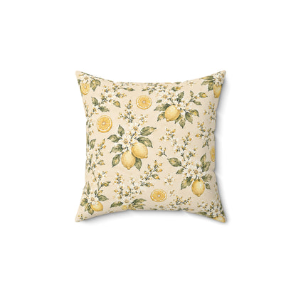 Limonella Garden Pillow - Lemon Floral Throw Pillow - Botanical Decorative Cushion - Cottage Kitchen Decor