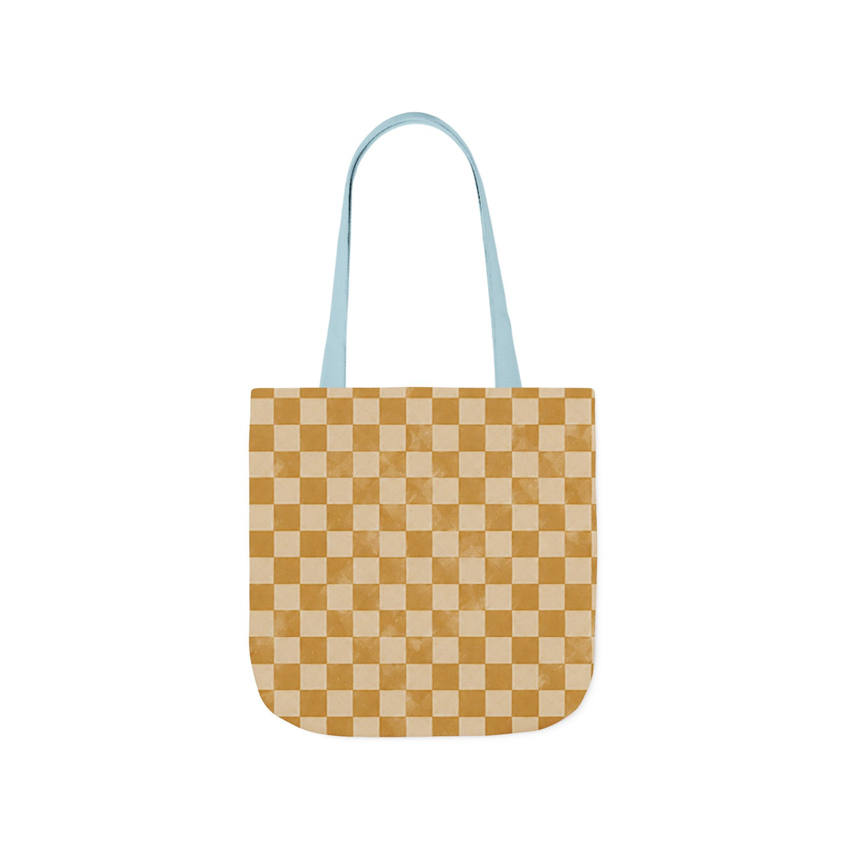 Golden Check Tote Bag - Mustard Checkerboard Canvas Bag - Retro Market Tote - Everyday Shopping Bag