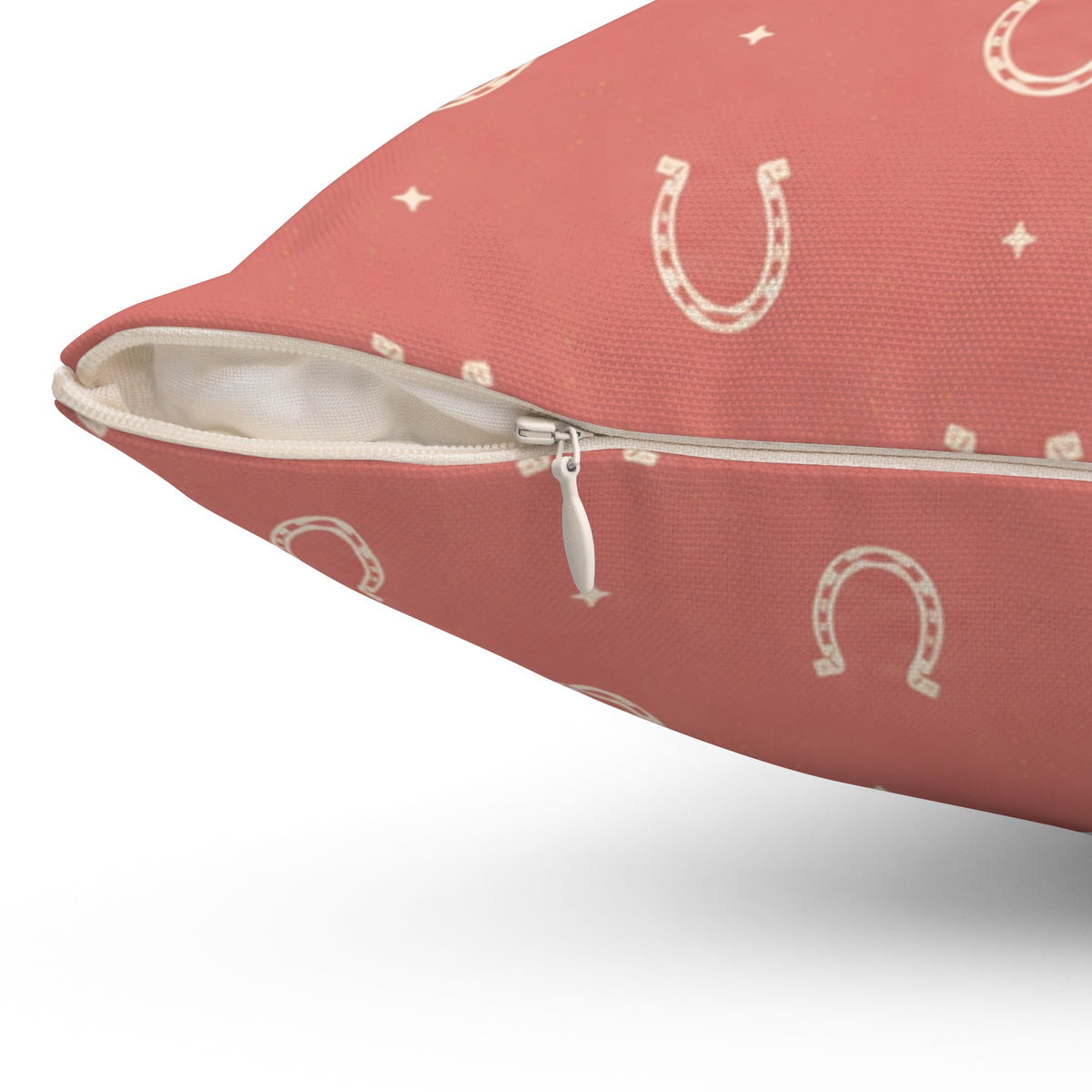 Lucky Blush Pillow - Pink Horseshoe Throw Pillow - Western Decorative Cushion - Cowgirl Boho Home Decor