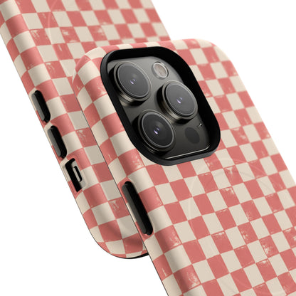 Coral Check Magnetic Protective Phone Case – Tough Dual-Layer Cover