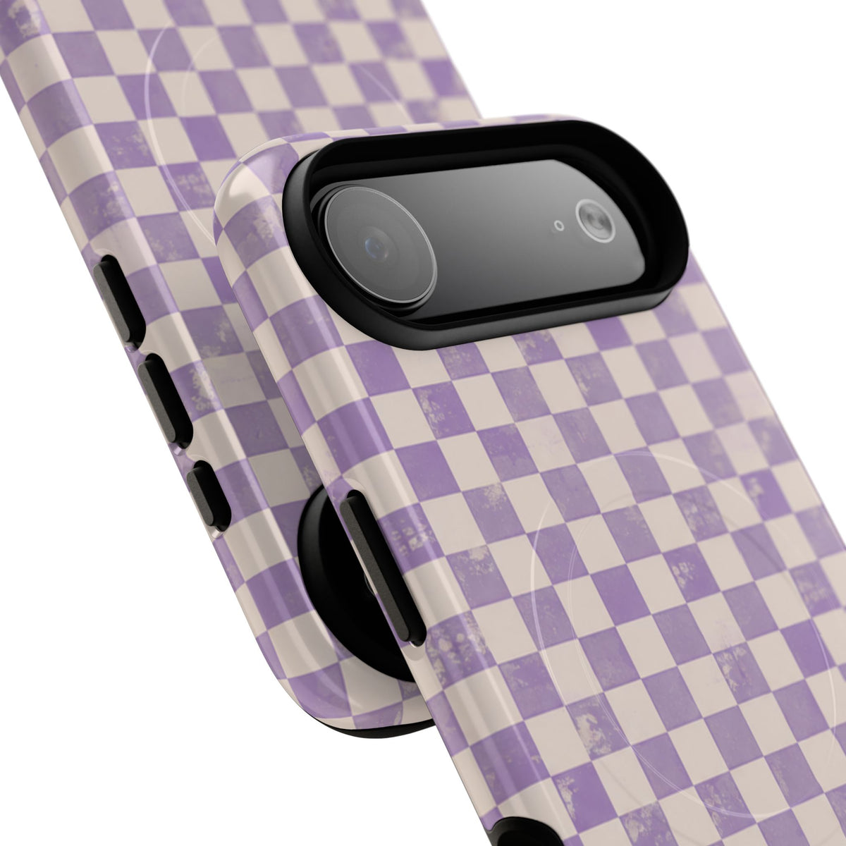 Lavender Check Magnetic Protective Phone Case – Tough Dual-Layer Cover
