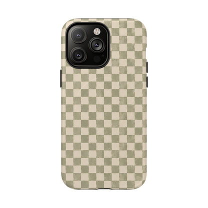 Sage Check Magnetic Protective Phone Case – Tough Dual-Layer Cover