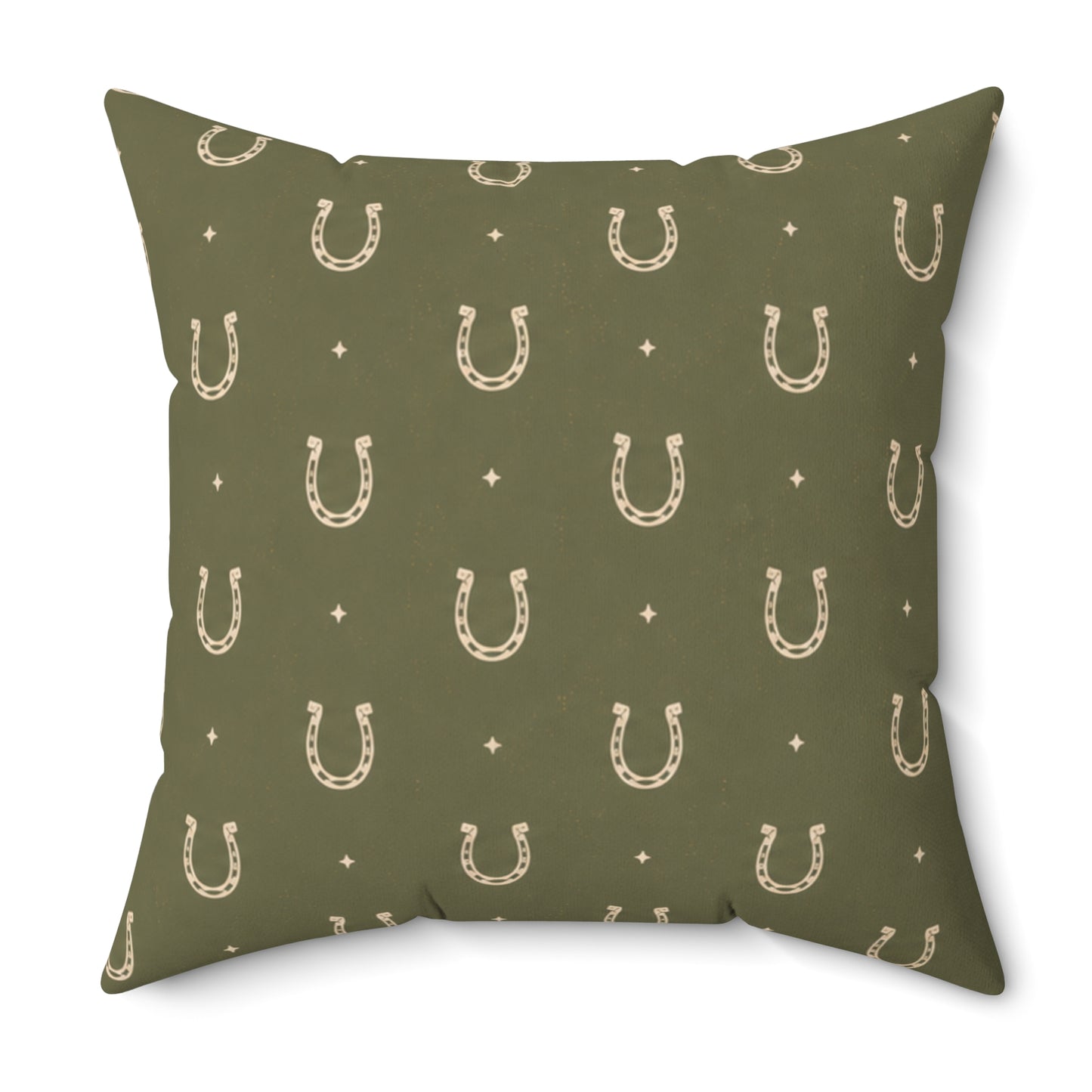 Lucky Olive Horseshoe Throw Pillow – Western Boho Decorative Cushion