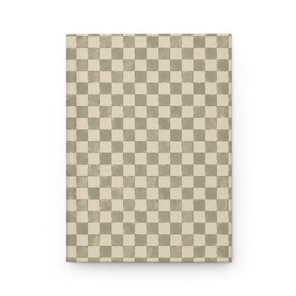 Sage Check Hardcover Journal – Lined Checkerboard Notebook