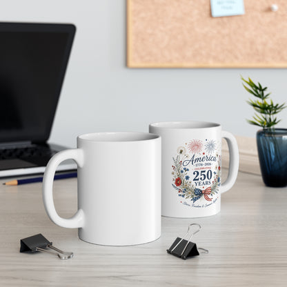 America 250 Mug USA 250 Years of Freedom Mug Liberty Floral Mug