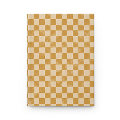 Golden Check Hardcover Journal – Lined Checkerboard Notebook