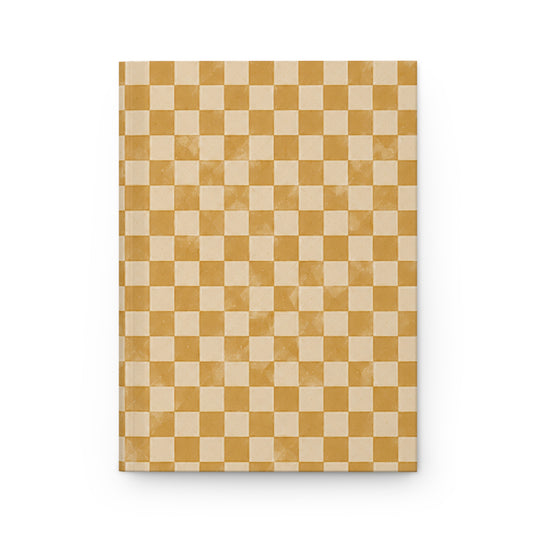 Golden Check Hardcover Journal – Lined Checkerboard Notebook