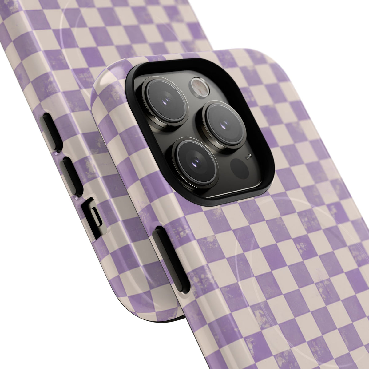 Lavender Check Magnetic Protective Phone Case – Tough Dual-Layer Cover