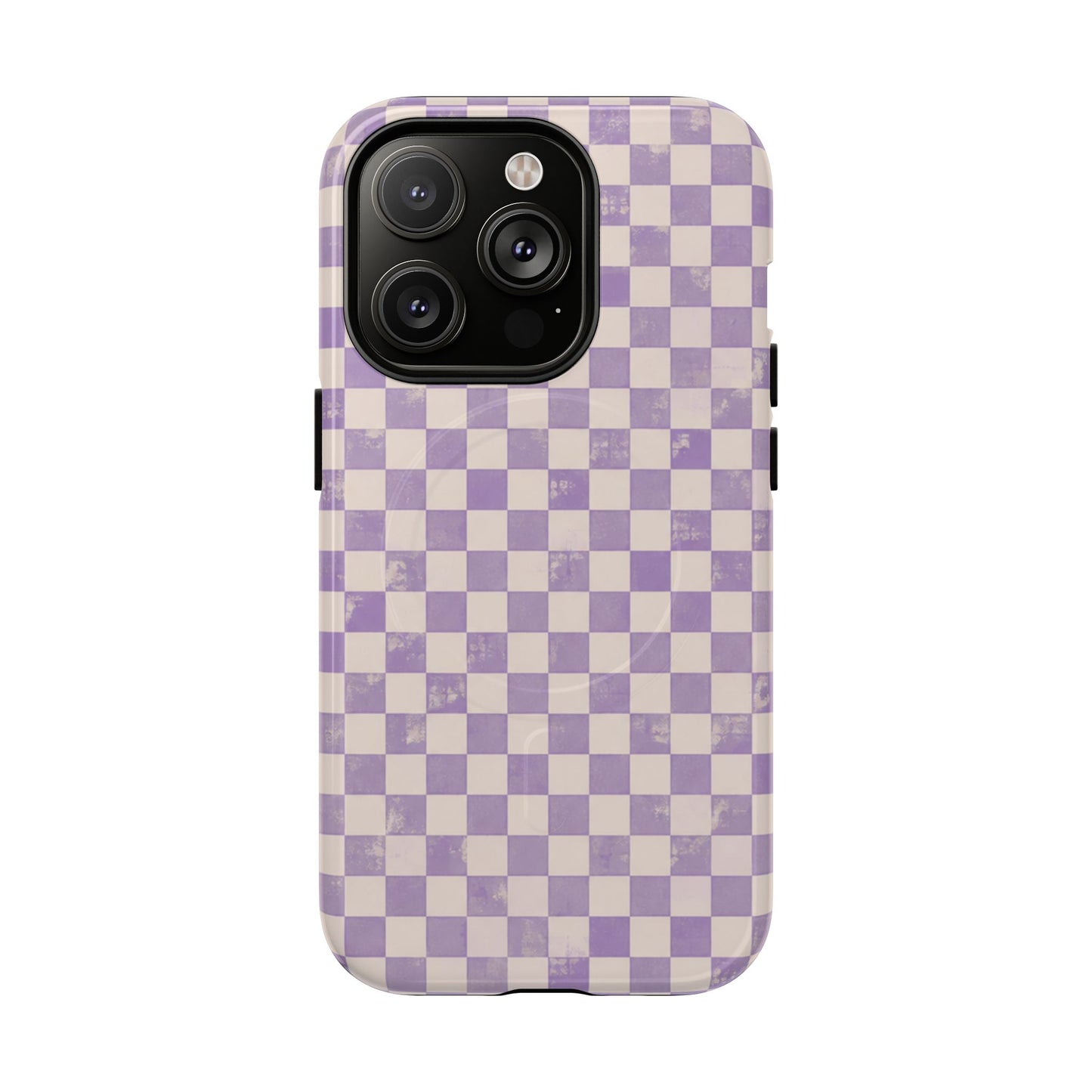 Lavender Check Magnetic Protective Phone Case – Tough Dual-Layer Cover