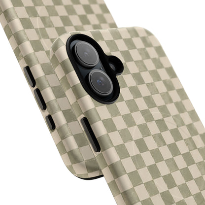 Sage Check Magnetic Protective Phone Case – Tough Dual-Layer Cover