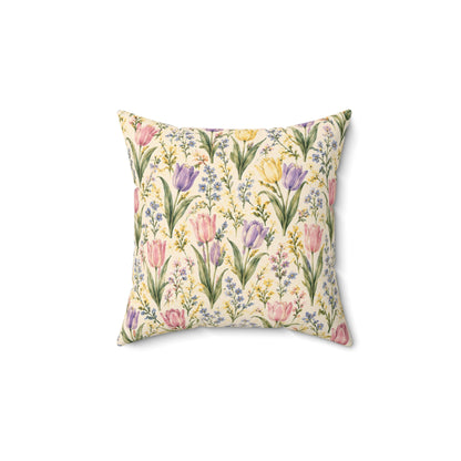 Tulip Whispers Pillow - Pastel Tulip Throw Pillow - Floral Decorative Cushion - Cottage Garden Decor