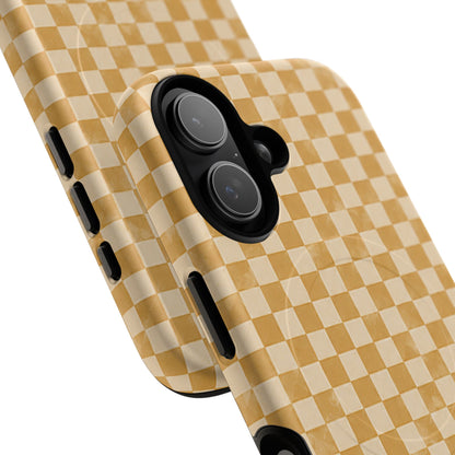 Golden Check Magnetic Protective Phone Case – Tough Dual-Layer Cover