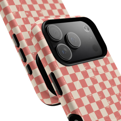 Coral Check Magnetic Protective Phone Case – Tough Dual-Layer Cover