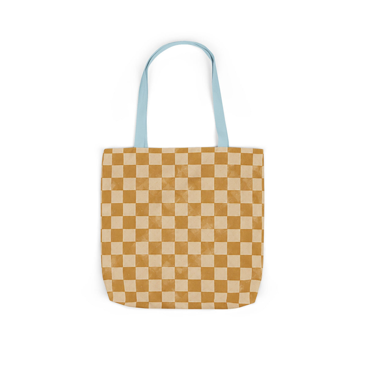 Golden Check Tote Bag - Mustard Checkerboard Canvas Bag - Retro Market Tote - Everyday Shopping Bag