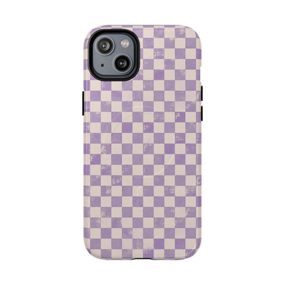 Lavender Check Magnetic Protective Phone Case – Tough Dual-Layer Cover