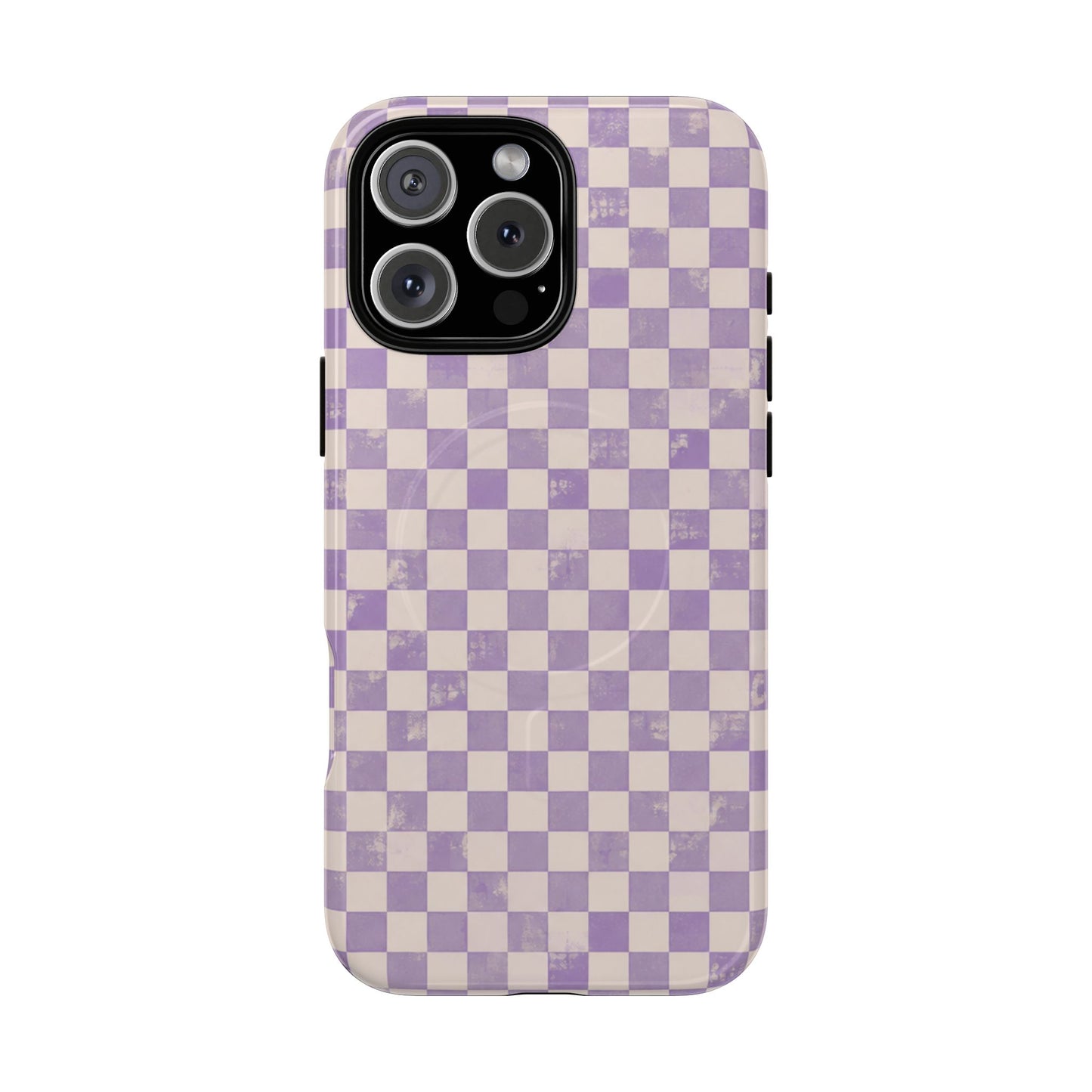Lavender Check Magnetic Protective Phone Case – Tough Dual-Layer Cover