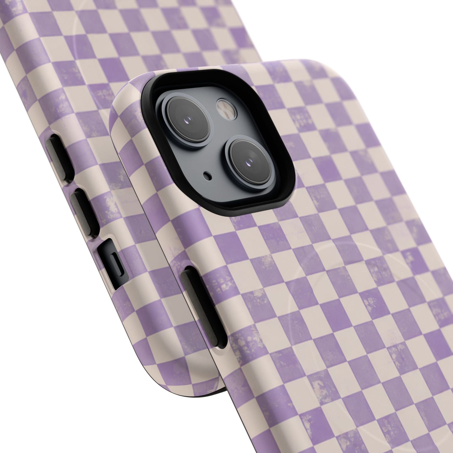 Lavender Check Magnetic Protective Phone Case – Tough Dual-Layer Cover