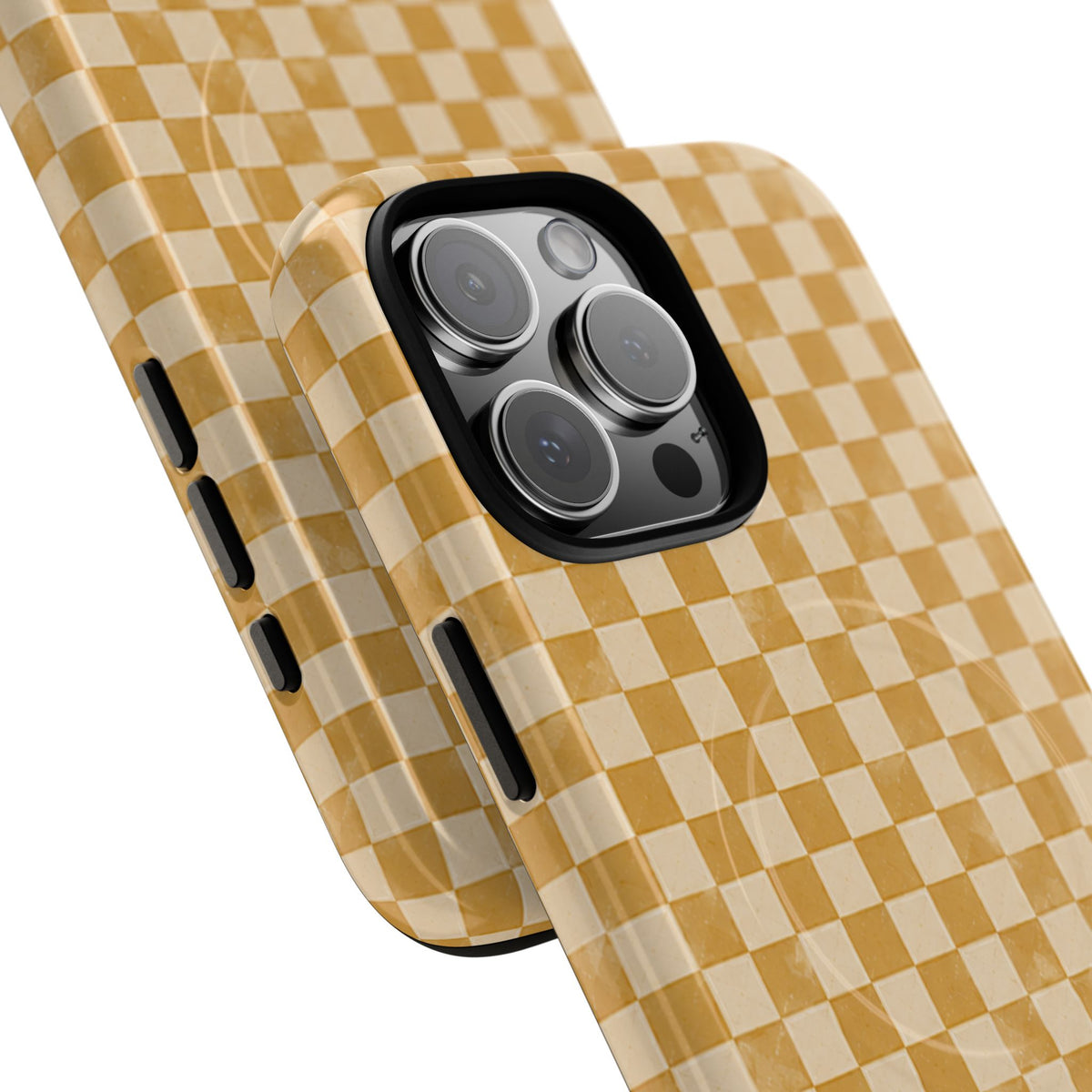 Golden Check Magnetic Protective Phone Case – Tough Dual-Layer Cover