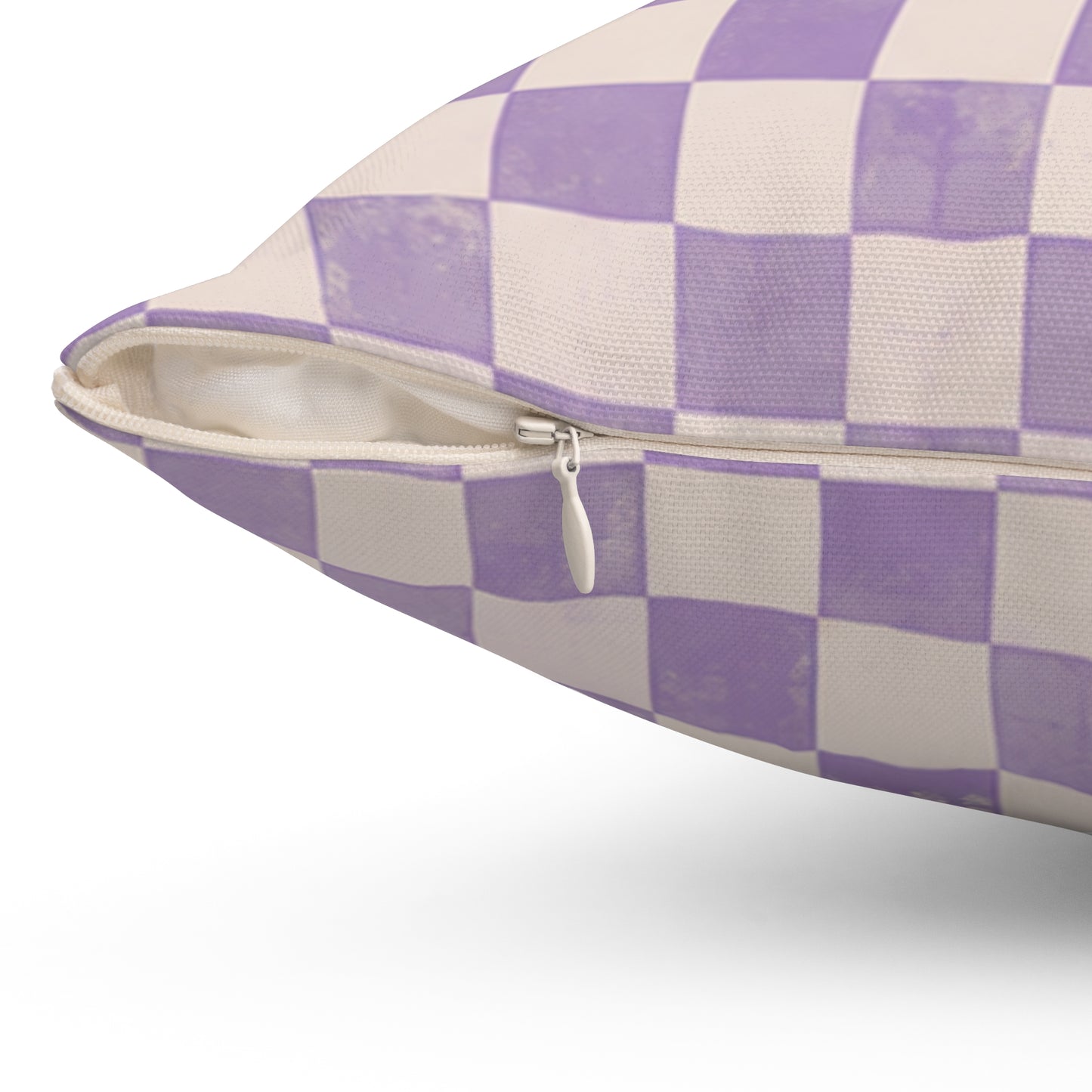 Lavender Check Pillow - Purple Checkerboard Throw Pillow - Pastel Decorative Cushion - Retro Home Decor