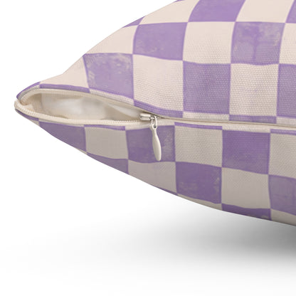 Lavender Check Pillow - Purple Checkerboard Throw Pillow - Pastel Decorative Cushion - Retro Home Decor