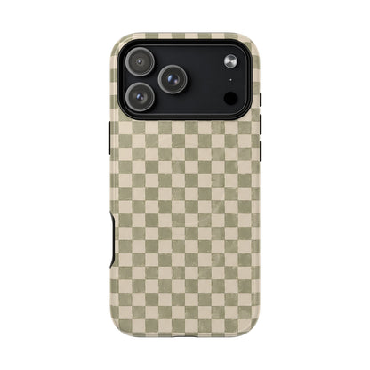 Sage Check Magnetic Protective Phone Case – Tough Dual-Layer Cover
