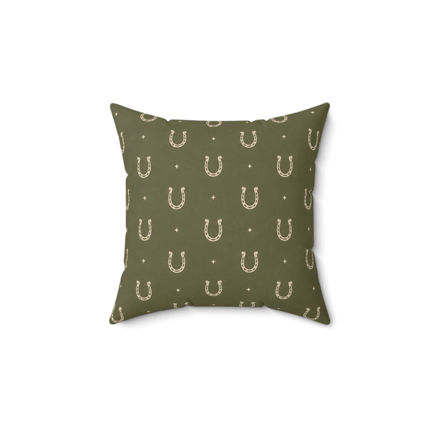 Lucky Olive Horseshoe Throw Pillow – Western Boho Decorative Cushion