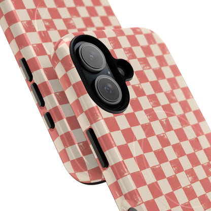 Coral Check Magnetic Protective Phone Case – Tough Dual-Layer Cover