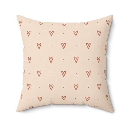 Little Sweet Hearts Pillow - Blush Heart Throw Pillow - Cute Decorative Cushion - Neutral Bedroom Decor