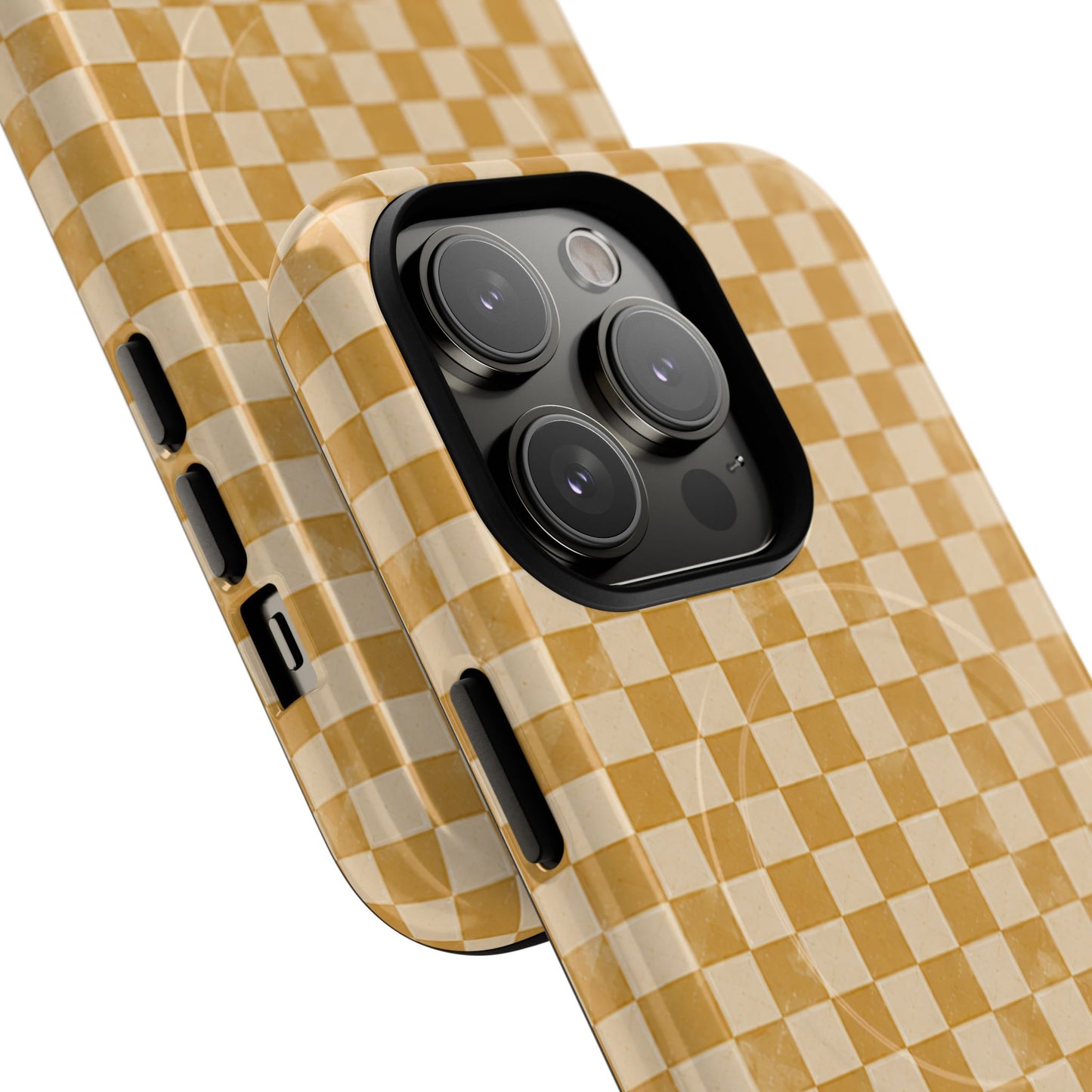 Golden Check Magnetic Protective Phone Case – Tough Dual-Layer Cover