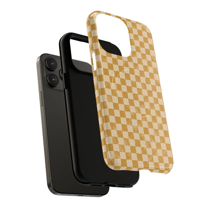 Golden Check Magnetic Protective Phone Case – Tough Dual-Layer Cover