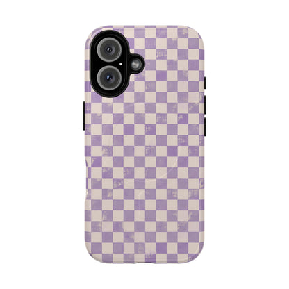 Lavender Check Magnetic Protective Phone Case – Tough Dual-Layer Cover