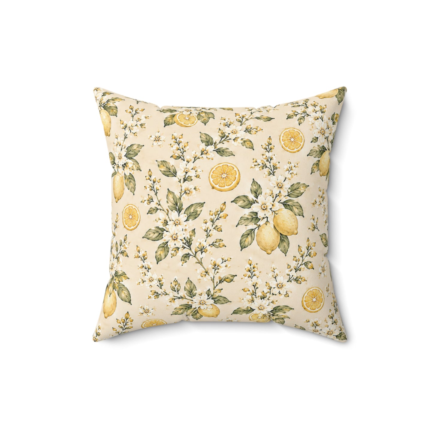 Limonella Garden Pillow - Lemon Floral Throw Pillow - Botanical Decorative Cushion - Cottage Kitchen Decor