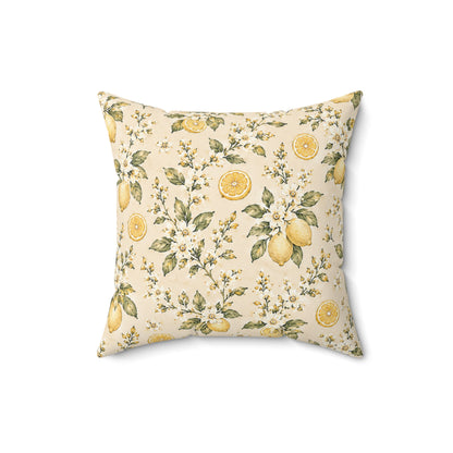 Limonella Garden Pillow - Lemon Floral Throw Pillow - Botanical Decorative Cushion - Cottage Kitchen Decor