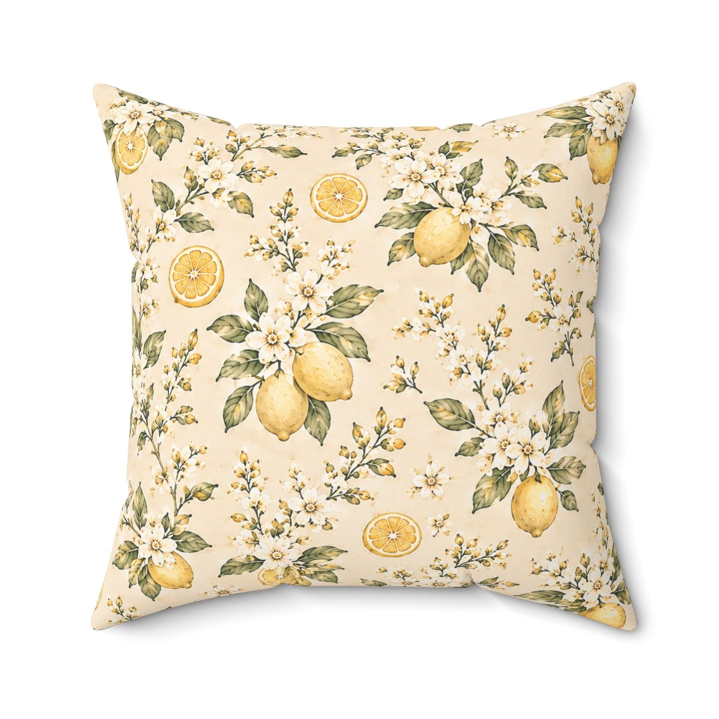 Limonella Garden Pillow - Lemon Floral Throw Pillow - Botanical Decorative Cushion - Cottage Kitchen Decor