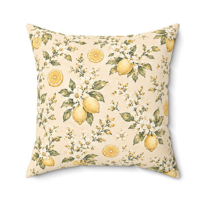 Limonella Garden Pillow - Lemon Floral Throw Pillow - Botanical Decorative Cushion - Cottage Kitchen Decor