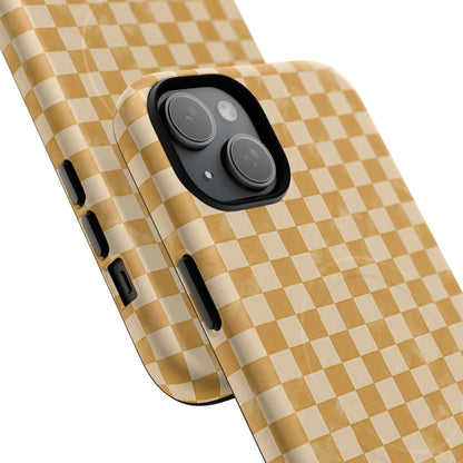 Golden Check Magnetic Protective Phone Case – Tough Dual-Layer Cover