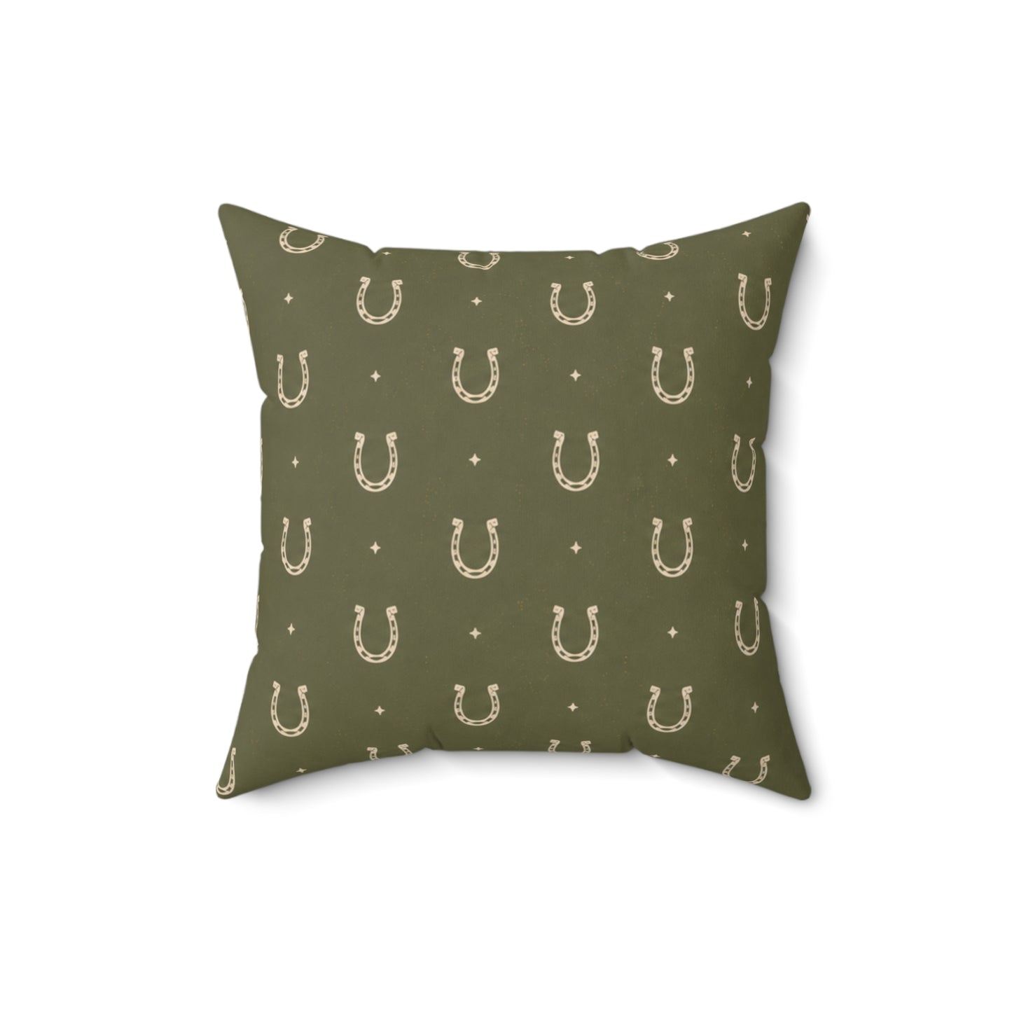 Lucky Olive Horseshoe Throw Pillow – Western Boho Decorative Cushion