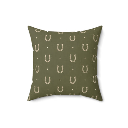 Lucky Olive Horseshoe Throw Pillow – Western Boho Decorative Cushion