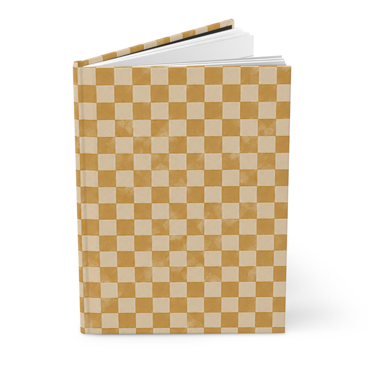 Golden Check Hardcover Journal – Lined Checkerboard Notebook