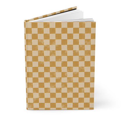 Golden Check Hardcover Journal – Lined Checkerboard Notebook