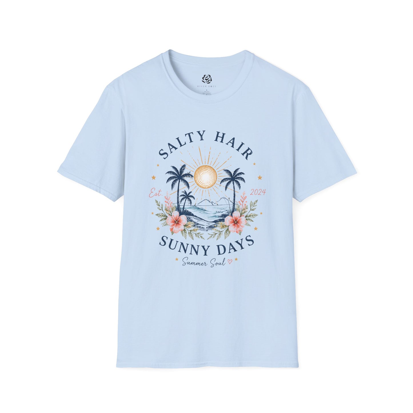 Salty Hair Sunny Days T-Shirt, Coastal Beach Graphic Tee, Summer Vacation Shirt, Surf & Ocean Lover Gift, Tropical Palm Tree Tee