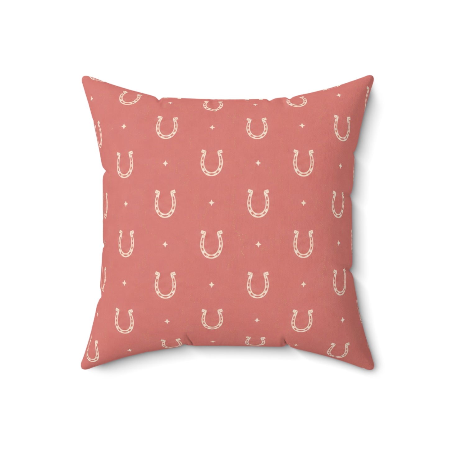 Lucky Blush Pillow - Pink Horseshoe Throw Pillow - Western Decorative Cushion - Cowgirl Boho Home Decor