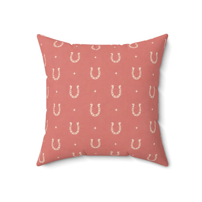 Lucky Blush Pillow - Pink Horseshoe Throw Pillow - Western Decorative Cushion - Cowgirl Boho Home Decor