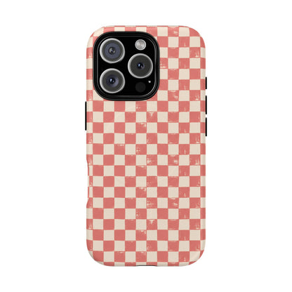 Coral Check Magnetic Protective Phone Case – Tough Dual-Layer Cover
