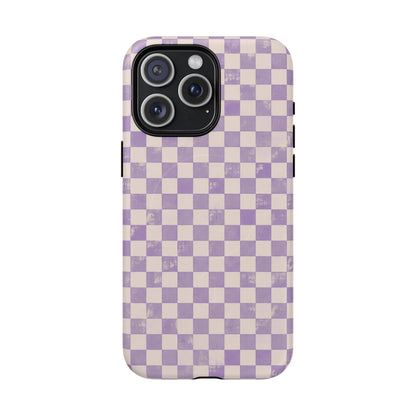 Lavender Check Magnetic Protective Phone Case – Tough Dual-Layer Cover