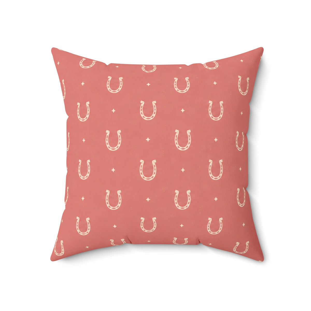 Lucky Blush Pillow - Pink Horseshoe Throw Pillow - Western Decorative Cushion - Cowgirl Boho Home Decor